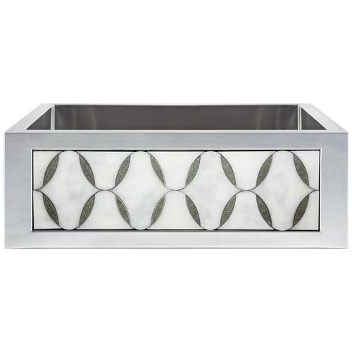 Linkasink Kitchen Farmhouse Sinks - C071-30-SS Stainless Steel Inset Apron Front Sink - Smooth Finish - PNL302 - Marble Ovals